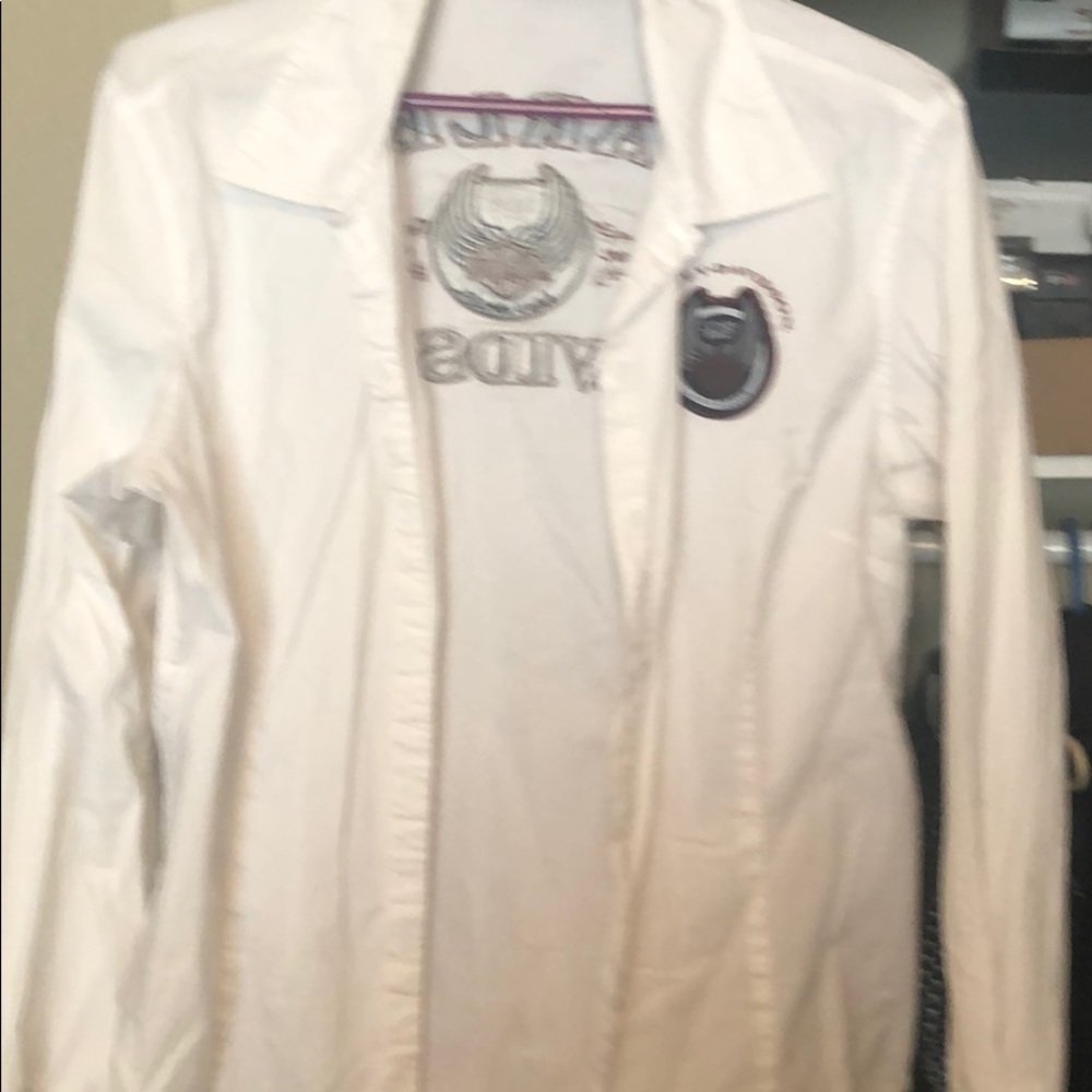 White size XL Harley Davidson button up shirt